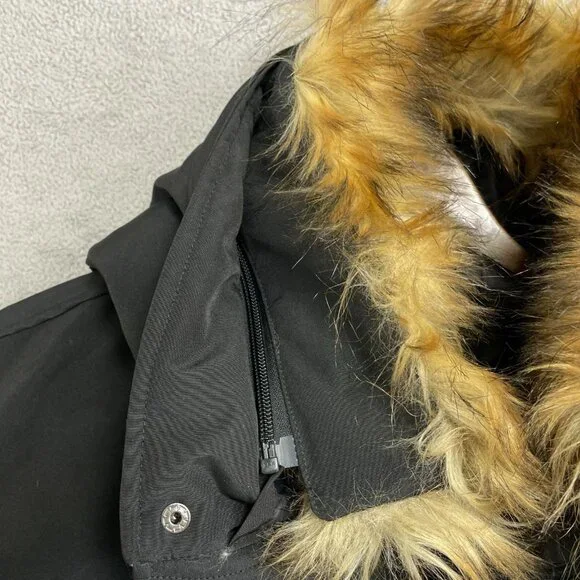 Gerry Men's XXL Black Down Parka Faux Fur Hood Button Zip up JCK0210